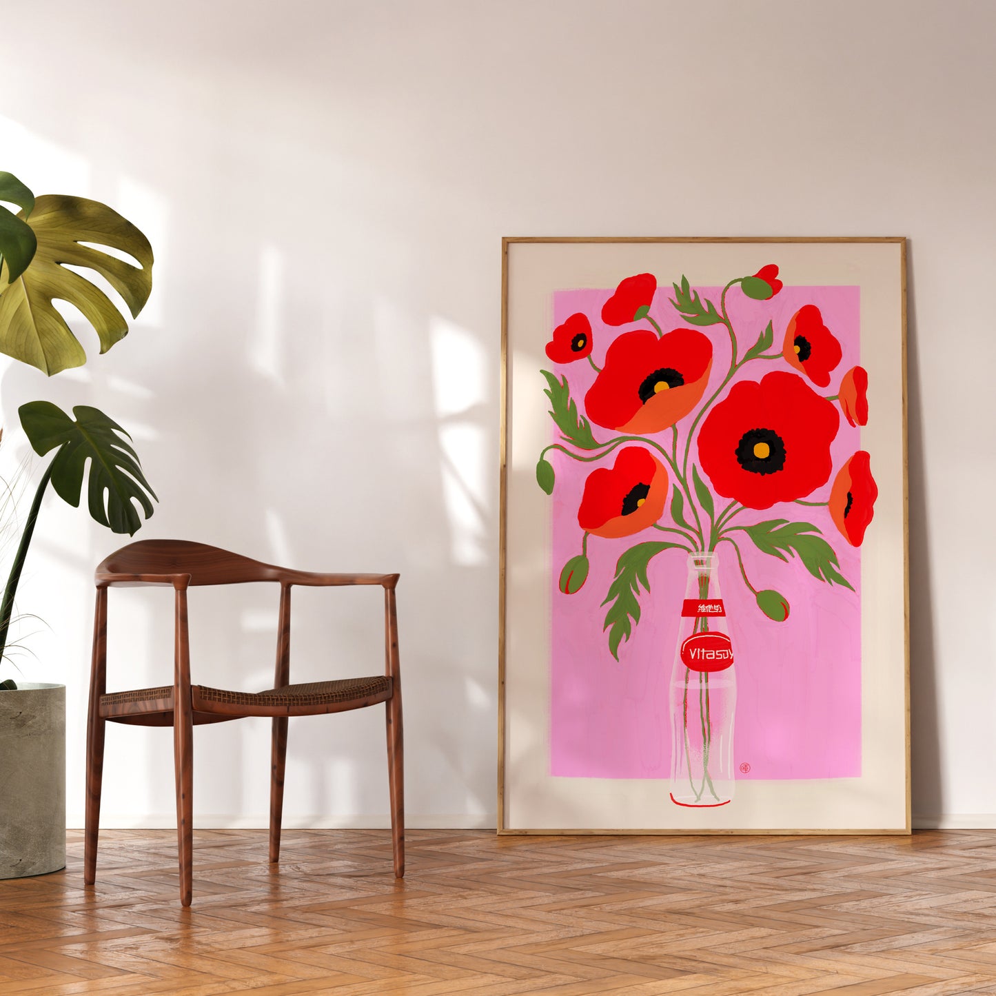 Poppies in Vitasoy Bottle