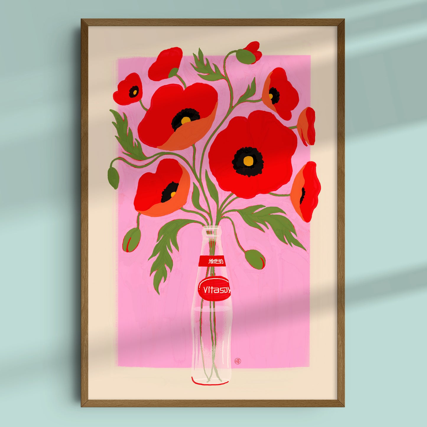 Poppies in Vitasoy Bottle