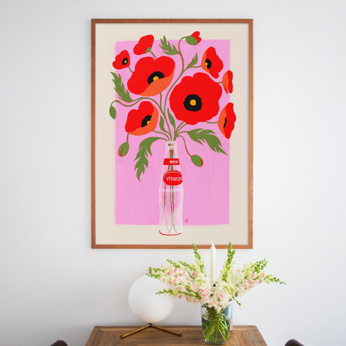 Poppies in Vitasoy Bottle