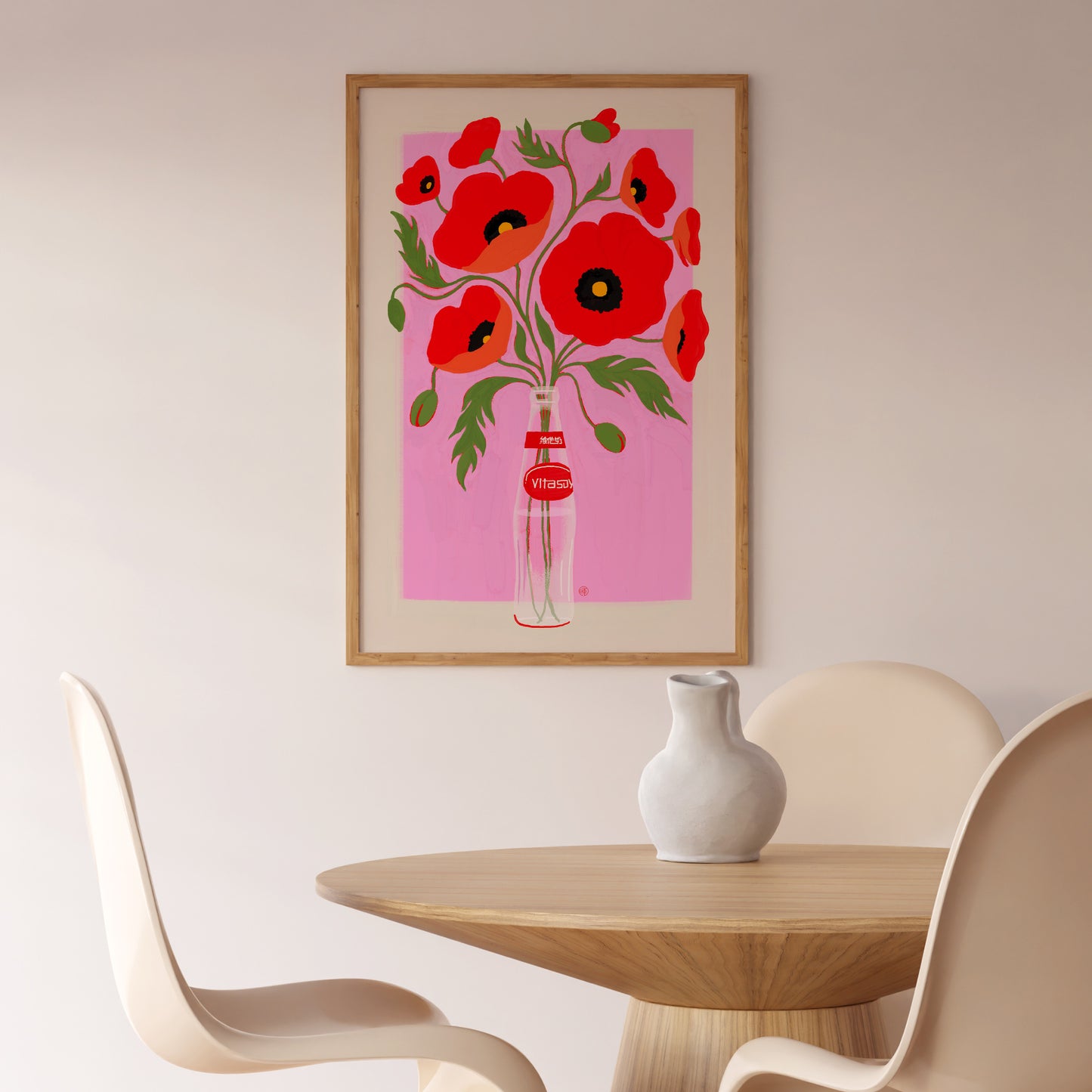 Poppies in Vitasoy Bottle
