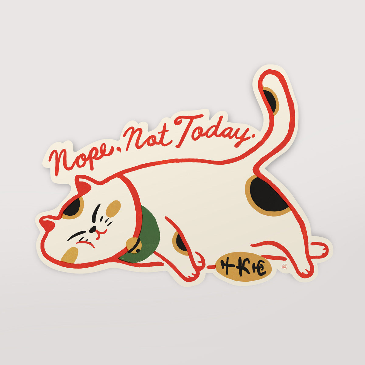 Lazy Maneki Neko Vinyl Sticker
