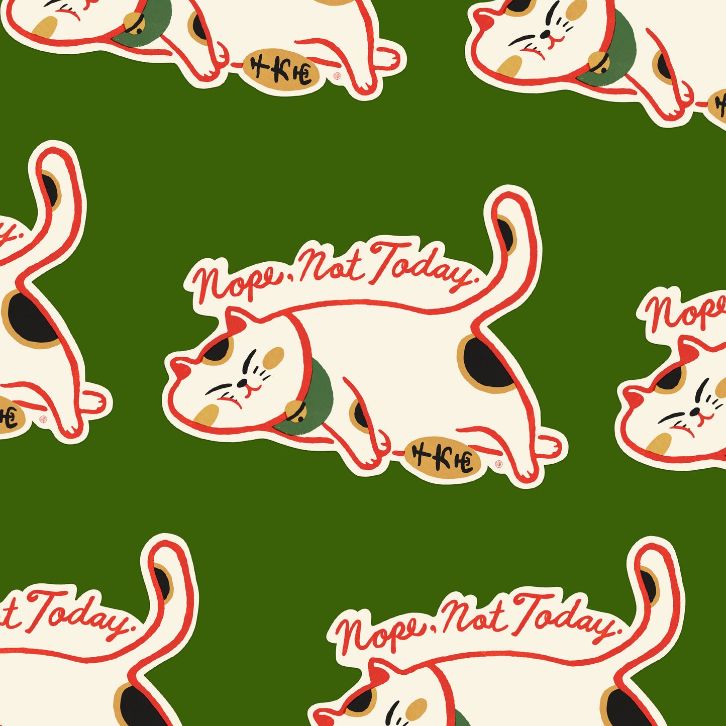 Lazy Maneki Neko Vinyl Sticker