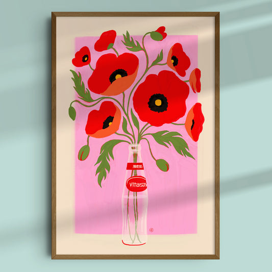 Poppies in Vitasoy Bottle